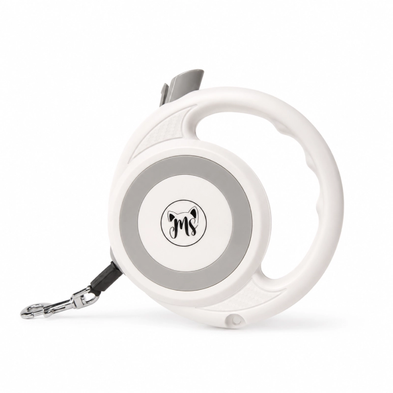 Laisse automatique Merless 5 m pour chien coloris gris avec poignée ergonomique