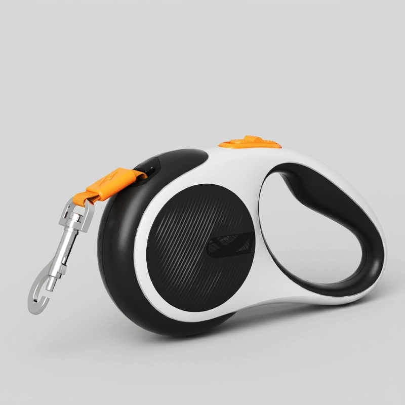 laisse rétractable chien 5 m blanc noir orange Merless