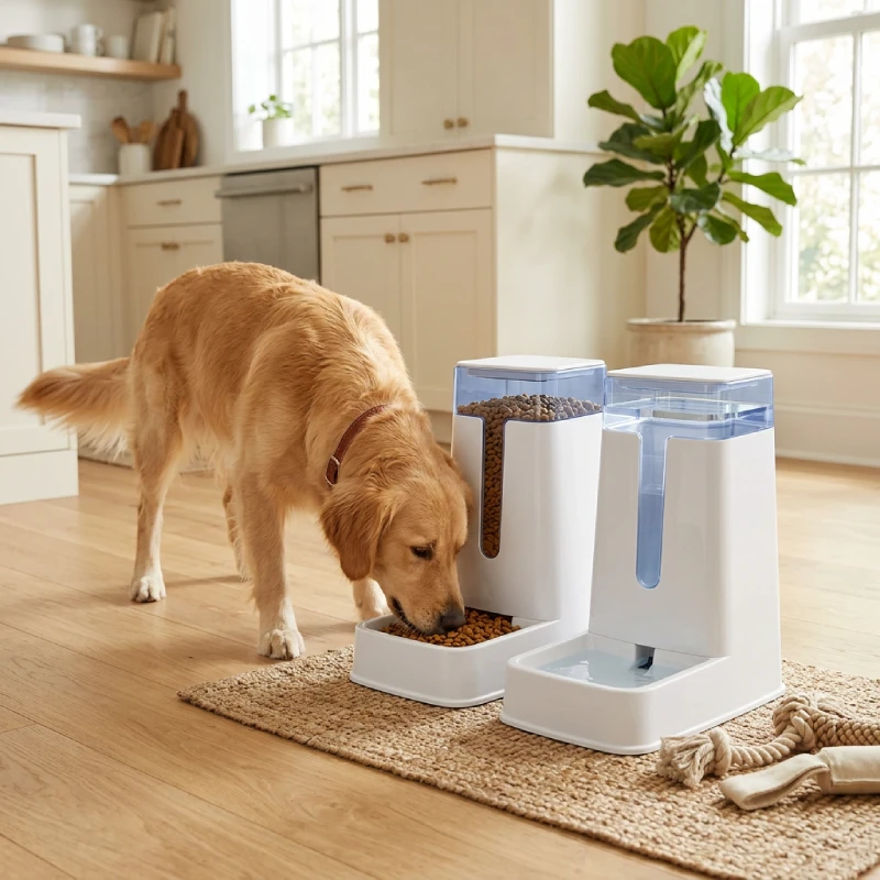 Distributeur croquettes et eau par gravité pour chien et chat Merless