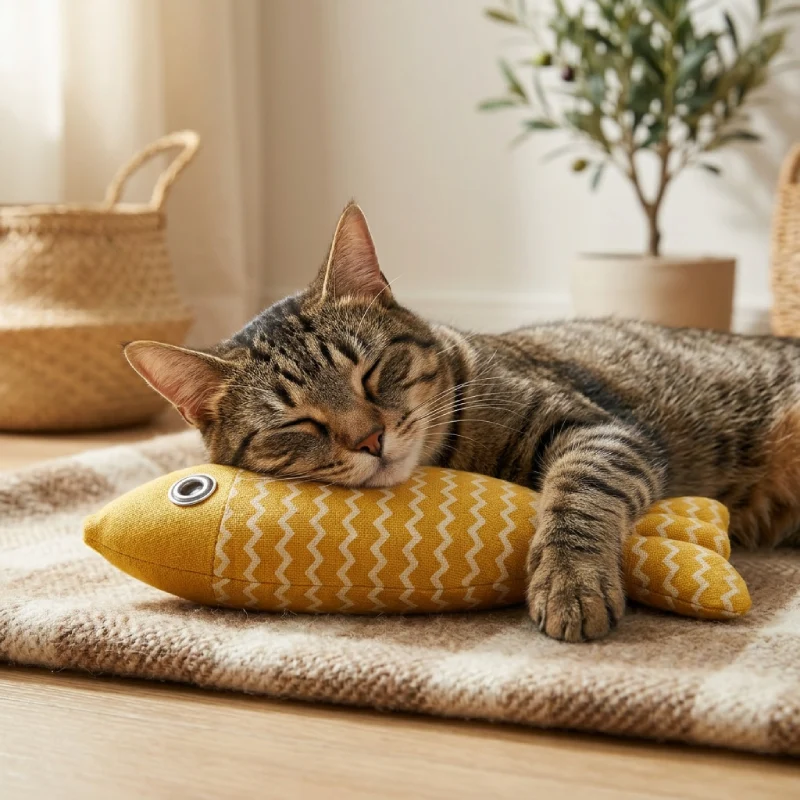 Jouet poisson chat en tissu jaune Merless